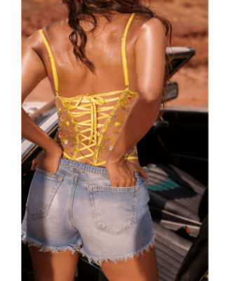 Body string jaune brodé 